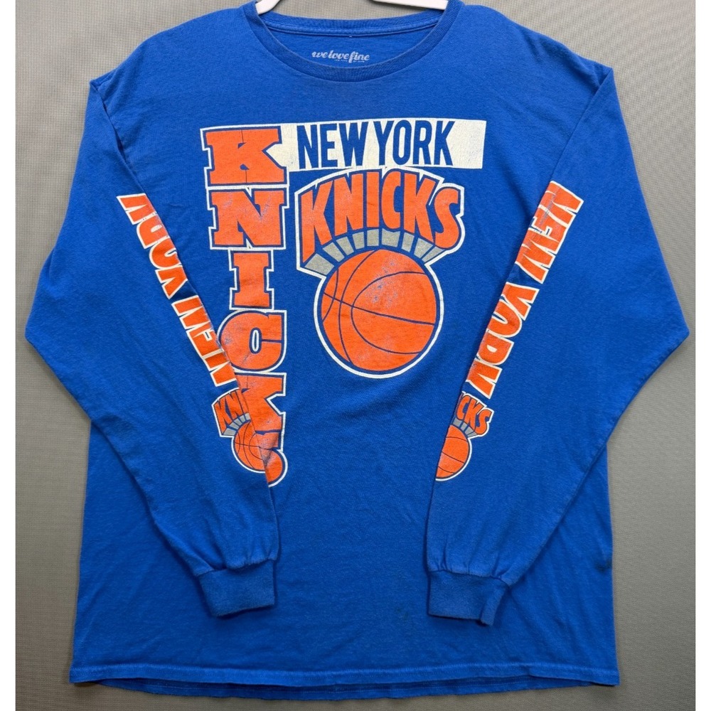 NBA New York Knicks Hardwood Classics Long Sleeve Shirt Blue | Men's XL - Picture 6 of 12